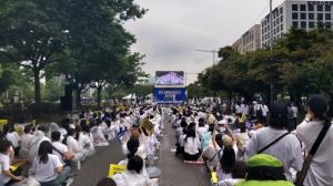 전국 장애영유아교사 1400명 국회 앞 집결... "유보통합, 차별없이 실시하라"