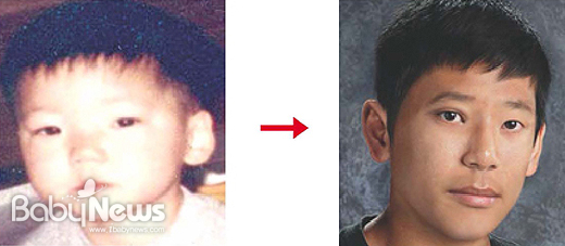 2. 4살 때 실종된 김하늘 군의 예전 사진, 그리고 김하늘 군의 현재 추정 모습. ⓒ실종아동가족찾기협회