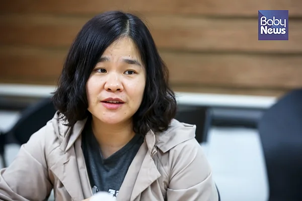 4월 22일 서울 서초동 베이비뉴스 회의실에서 열린 집담회에 참석한 김미영 씨. 김재호 기자 ⓒ베이비뉴스