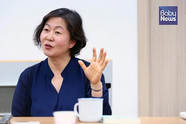 지난달 20일 서울 냉천동 공공연대노동조합 사무실에서 최순미 보육교직원노조 위원장을 만났다. 김재호 기자 ?베이비뉴스