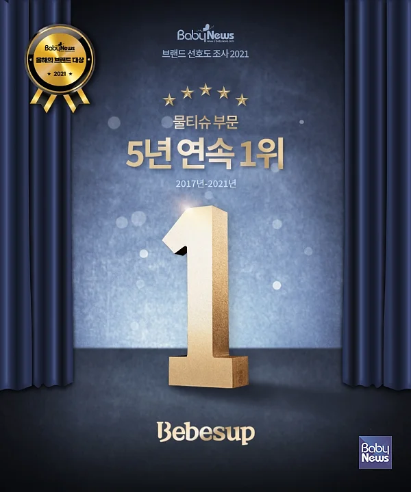 베이비뉴스 2021 영유아 브랜드 선호도 조사 물티슈 부문 1위 '베베숲'. ⓒ베베숲