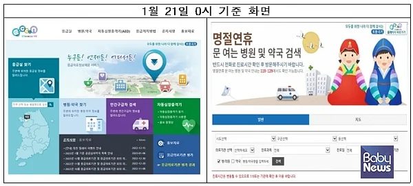 응급의료포털 화면 전환 예시. ⓒ보건복지부