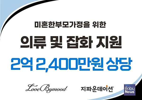 ㈜바이무드 지파운데이션에 2억 2400만 원 상당 의류 기부로 취약계층 미혼모 지원.?ⓒ지파운데이션?