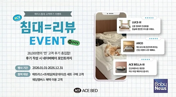 에이스침대, 고객 후기 누적 게시물 수 2만 8천 건 돌파… 네이버페이 포인트 지급까지.?ⓒ에이스침대