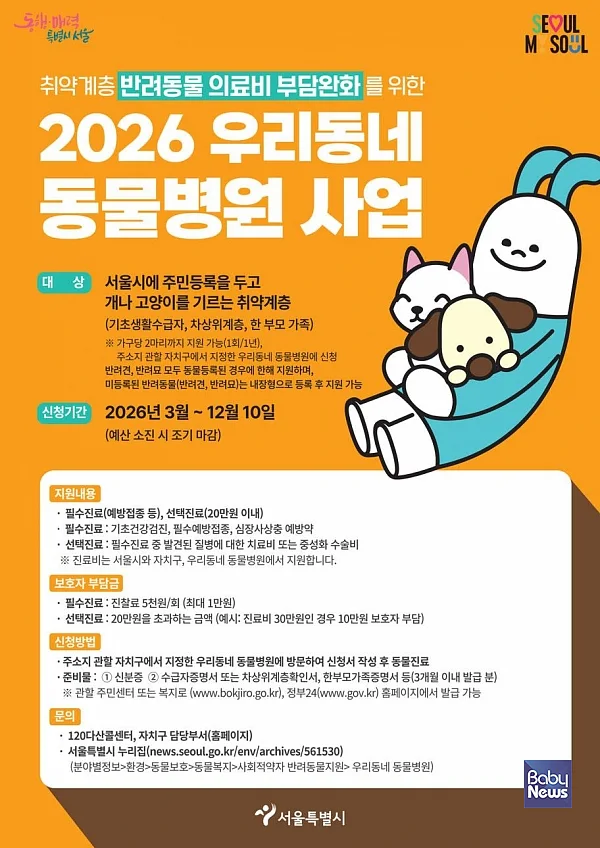 취약계층 반려동물 의료비 지원.?ⓒ용산구