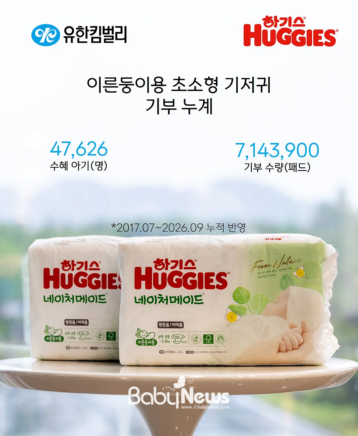 이른둥이용 초소형 기저귀 기부 누계