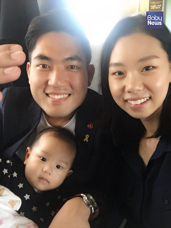 부산시의원 선거 남구제3선거구(용당동·감만제1동·감만제2동·우암동)에 출마한 민중당 김태윤 후보는 생후 6개월 된 아들 해준이를 키우는 새내기 아빠다. ©김태윤