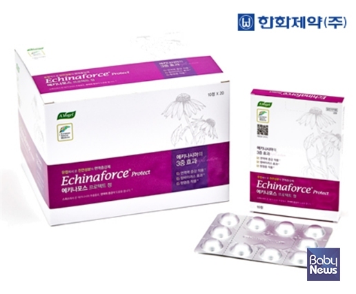 현재 한국에서 유통 중인 에키나포스는 한 정에 1200mg이다. 어린이 섭취량도 동일하다. ⓒ한화제약(주)
