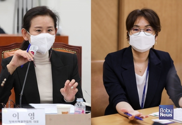 이영 대표(왼쪽)와 허민숙 입법조사관(오른쪽)은 새로 개정된 양육비법에 대한 우려를 표했다. ⓒ베이비뉴스DB
