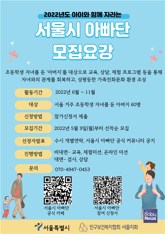 2022년 서울시 아빠단 모집요강. ⓒ인구보건복지협회 서울지회