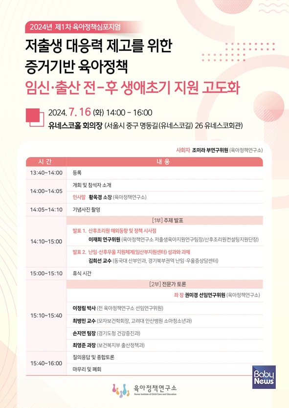 육아정책연구소 제1차 육아정책 심포지엄. ⓒ육아정책연구소