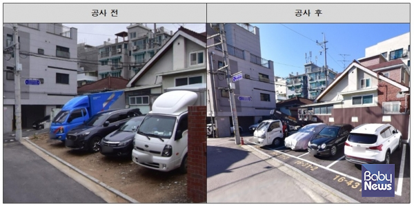 자투리땅 주차장 조성 사업 전후사진. ⓒ강북구