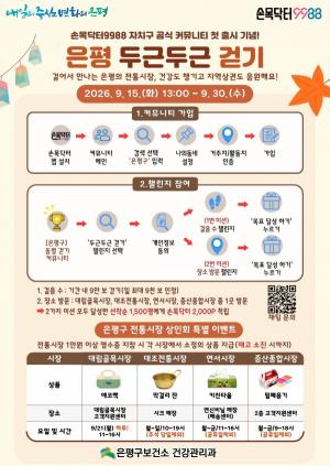 [건강뉴스] 은평구, ‘손목닥터9988 걷기 커뮤니티’ 신설… 월별 걷기 과제 운영 外